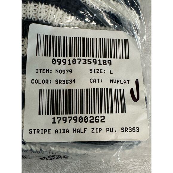 NWT Madewell Ribbed Half-Zip Sweater in Navy Stripe Size L‎ - Picture 12 of 14
